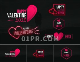Pr字幕模板 5组浪漫情人节爱情婚礼动画文字标题 Pr素材
