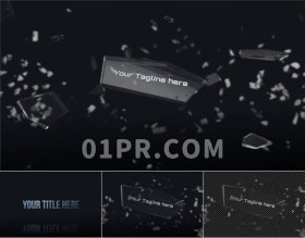 Pr图形模板 玻璃粉碎LOGO标志爆炸瓦解炫酷透明现代光泽 Pr素材