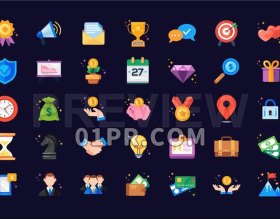 Pr贴纸素材 35组企业公司日常会议展示动画图标元素 Pr视频素材