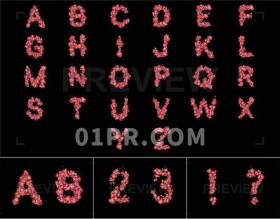 Pr视频素材 51组水晶爱心红色浪漫字母数字符号婚礼 Pr特效素材