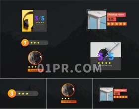 Pr模板 5组现代星级评分等级产品元素打分星星 Pr素材