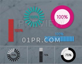 Pr特效素材 4个加载进度条圆环元素 Pr/AE视频素材
