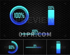 Pr视频素材 3个青蓝渐变加载进度条 Pr/AE特效素材