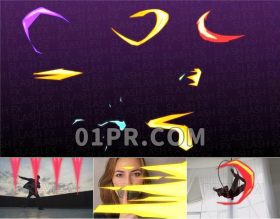 Pr动漫元素 16组削砍斜线光波手绘卡通动画元素 Pr图形模板