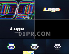 Pr模板 失真故障Logo展示