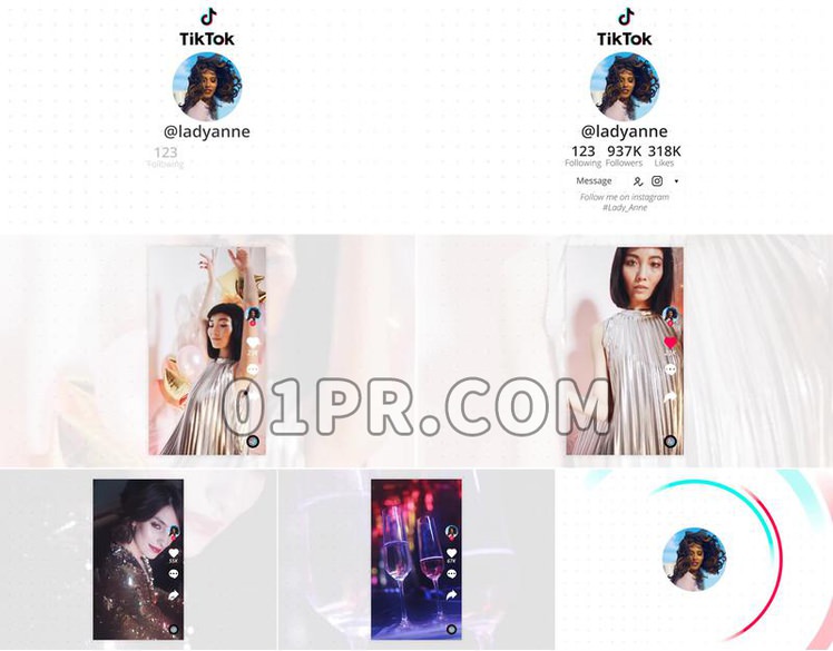 Pr模板 抖音关注展示
