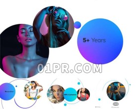 Pr片头模板 7张17秒简约简洁白色圆形滑动快速开场宣传 Pr素材