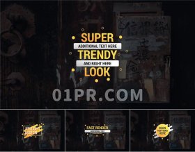 Pr字幕模板 12组时尚黄色渐变动态标题文字 Pr素材