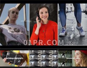 Pr片头模板 19张31秒时尚动感屏幕分割产品展示 Pr模板