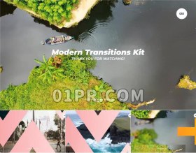 Pr转场模板 4K现代折射玻璃彩色渐变过渡效果 Pr素材
