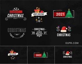 Pr字幕模板 6组圣诞节新年动态标题文字 Pr素材
