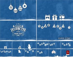 Pr字幕模板 32组圣诞节圣诞老人驯鹿雪人礼物动画元素文字标题