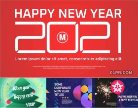 Pr字幕模板 12组圣诞节新年动态排版标题文字 Pr素材