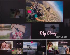 Pr电子相册模板 20张62秒3D三维空间滑动照片婚礼生日 Pr素材