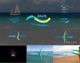 pr字幕模板 6组4k手绘动画海浪波浪流水线条文字标题