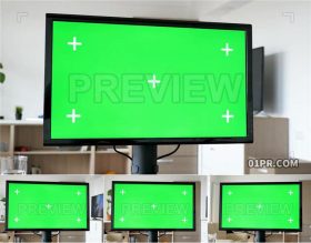 4K实拍客厅电脑显示屏绿幕模型 PR/AE/FCPX视频素材