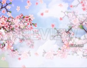 满枝桃花飘落云烟 PR/AE/FCPX视频素材