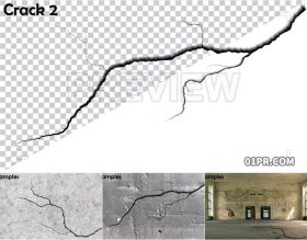 3组墙壁裂缝裂纹破裂动画特效遮罩 PR/AE/FCPX视频素材