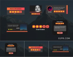 FCPX模板 6组产品评级评价打分评论五分星级 FCPX素材
