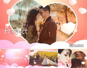 AE电子相册模板模板 50秒浪漫动画心形爱心爱情婚礼生日庆祝