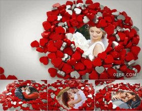 AE模板相册 23张104秒3D心形爱心婚礼恋爱情人节纪念