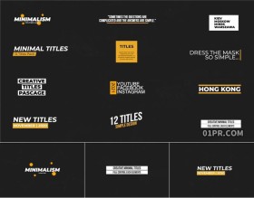 FCPX字幕插件 12组4K简约动态标题线性动画文字