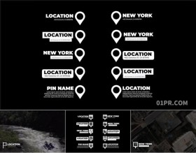 FCPX字幕模板 8组时尚地点位置标注动画文字旅游标题