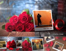 AE模板相册 浪漫玫瑰照片婚礼恋爱回忆
