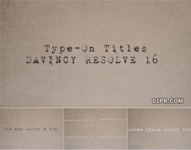 达芬奇预设 9组打字机字幕复古打印机标题动画光标文字