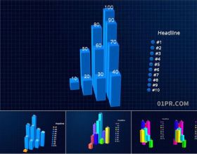 达芬奇预设 8K多列柱状图信息数据统计动态图表