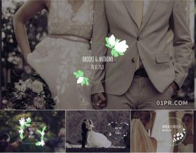 PR字幕模板 12组美丽花卉婚礼动画文字标题情人节周年纪念