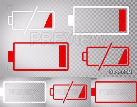 视频素材 4组动画耗尽电池电量不足元素透明背景PR/AE/FCPX