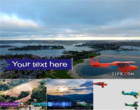 PR字幕模板  3组飞机空中横幅动画标题文字 PR素材