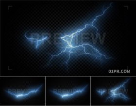 视频素材4K 闪电闪烁电流能量特效透明背景无缝循环