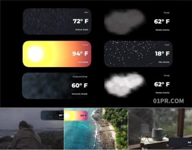 FCPX插件4K 6组下雨晴天多云大风落雪天气动画元素