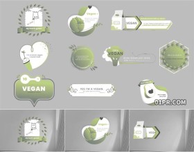 AE字幕模板4K 10组绿色清新素食动画文字标题