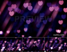 视频素材 浪漫粉红色紫色心形爱心无缝循环背景 支持PR AE FCPX