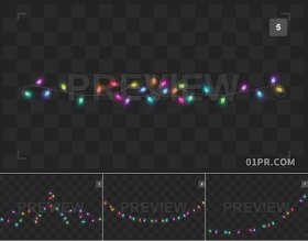 视频素材 9组圣诞节日庆祝彩色灯光元素透明背景 支持PR AE FCPX