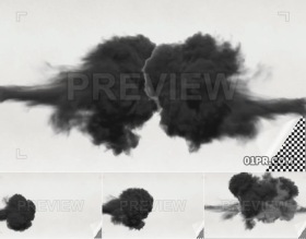 视频素材 4个黑色烟雾爆炸动态元素透明通道 支持PR AE FCPX