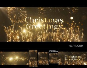 PR模板片头 金色火花粒子圣诞节新年庆祝竖屏 PR基本图形预设
