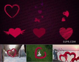 PR效果预设 16组卡通心形爱心动画元素爱情