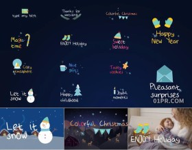 FCPX字幕插件4K 14组可爱冬季冰雪动画圣诞节标题文字