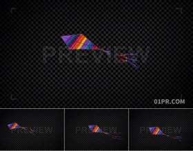 视频素材4K 彩虹色风筝飞行透明背景 支持PR AE FCPX
