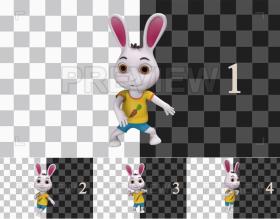 视频素材方屏14组可爱卡通动画小兔子透明背景循环支持PR AE FCPX
