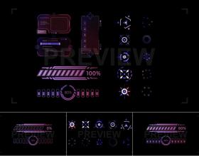 视频素材 HUD瞄准元素进度条边框科幻游戏动画 支持PR AE FCPX