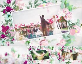 AE电子相册模板 鲜花花卉花朵浪漫婚礼情人节恋爱 76秒