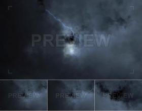视频素材4K 穿越黑暗风暴乌云闪电遮罩透明背景 支持PR AE FCPX