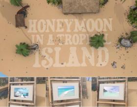 PR相册模板4K 3D海岛沙滩画廊婚礼旅行幻灯片 82秒