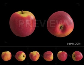 视频素材4K 旋转红苹果元素透明背景循环 支持PR AE