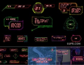 FCPX字幕插件4K 21组HUD未来科幻科技标题朋克游戏